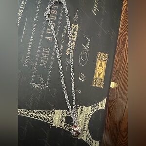 Guess Silver Necklace with rosegold heart with crystals Pendant